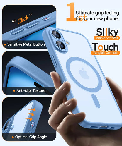 Magnetic Luxury Matte Translucent Armor Shockproof Case For iPhone 16 15 14 13 Pro Max Plus For Magsafe Wireless Charge Cover