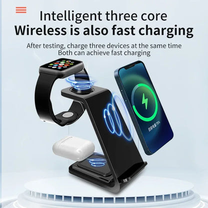 100W 3 in 1 Wireless Charger Stand Fast Charging Dock Station For iPhone 15 14 13 12 11 XR Apple Watch 6 7 8 iWatch Airpods Pro