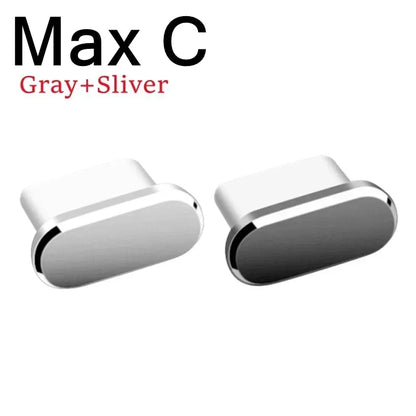 2Pcs 16PM Metal Dust Plug For iPhone 16 15 Pro Max Plus USB Type C Charge Port Plugs Stopper Mobile Phone Type-C Protection Cap