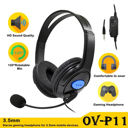 3.5mm Wired Headset with Noise Cancelling Microphone Headset for Playstation 4 PS4 Gaming Headset