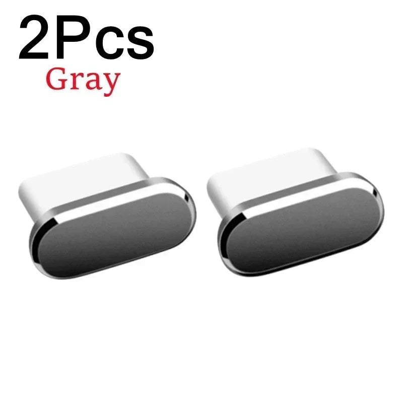 2Pcs 16PM Metal Dust Plug For iPhone 16 15 Pro Max Plus USB Type C Charge Port Plugs Stopper Mobile Phone Type-C Protection Cap