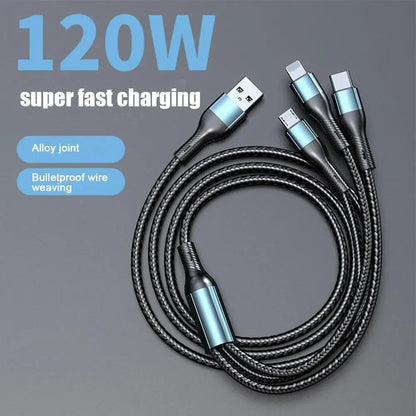 120W Charging Wire Weaving Fast Charging Data Cable  To Apple Applicable Charging Android Fast Line