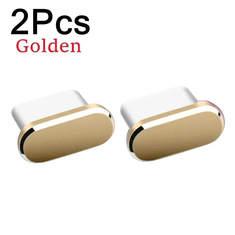 2Pcs 16PM Metal Dust Plug For iPhone 16 15 Pro Max Plus USB Type C Charge Port Plugs Stopper Mobile Phone Type-C Protection Cap