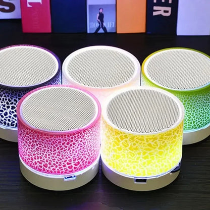 Mini Crackle Wireless Bluetooth Speaker Portable Car Audio Dazzling Crack LED Lights Subwoofer Support TF Card USB Charging