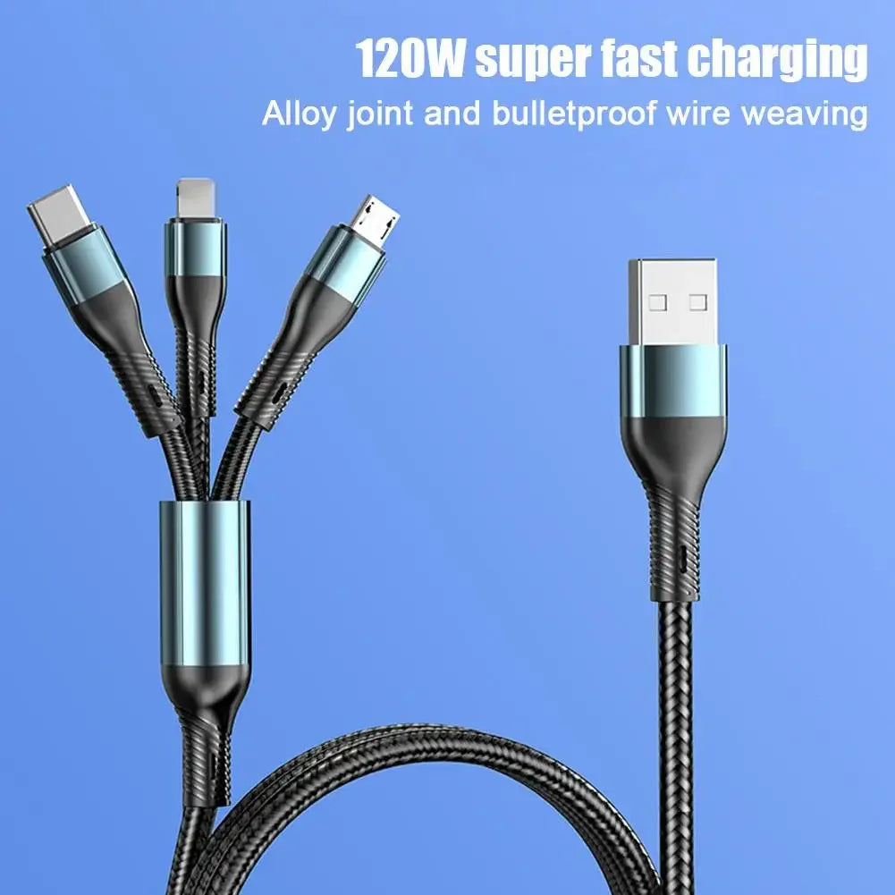 120W Charging Wire Weaving Fast Charging Data Cable  To Apple Applicable Charging Android Fast Line