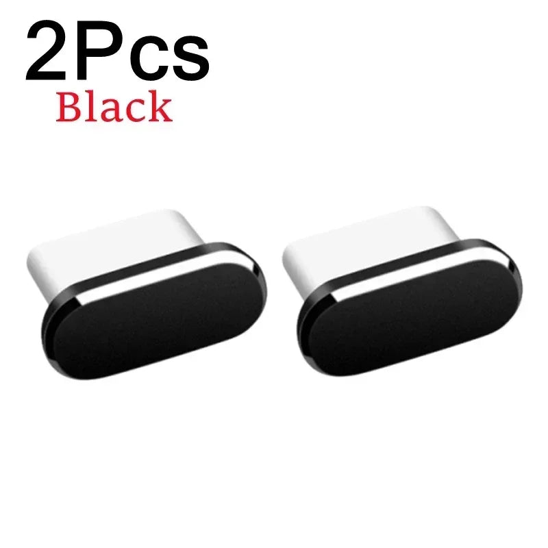 2Pcs 16PM Metal Dust Plug For iPhone 16 15 Pro Max Plus USB Type C Charge Port Plugs Stopper Mobile Phone Type-C Protection Cap